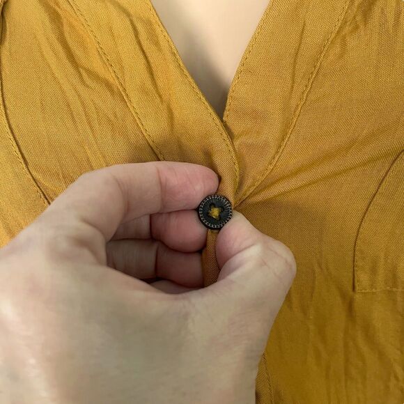 Sundance Femme Militaire Blouse Crinkle Button Down Long Sleeve Ruffle - Picture 2 of 9